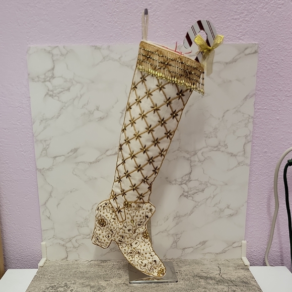 Vintage Victorian Shoe Boot beaded Christmas stocking - Picture 3 of 9
